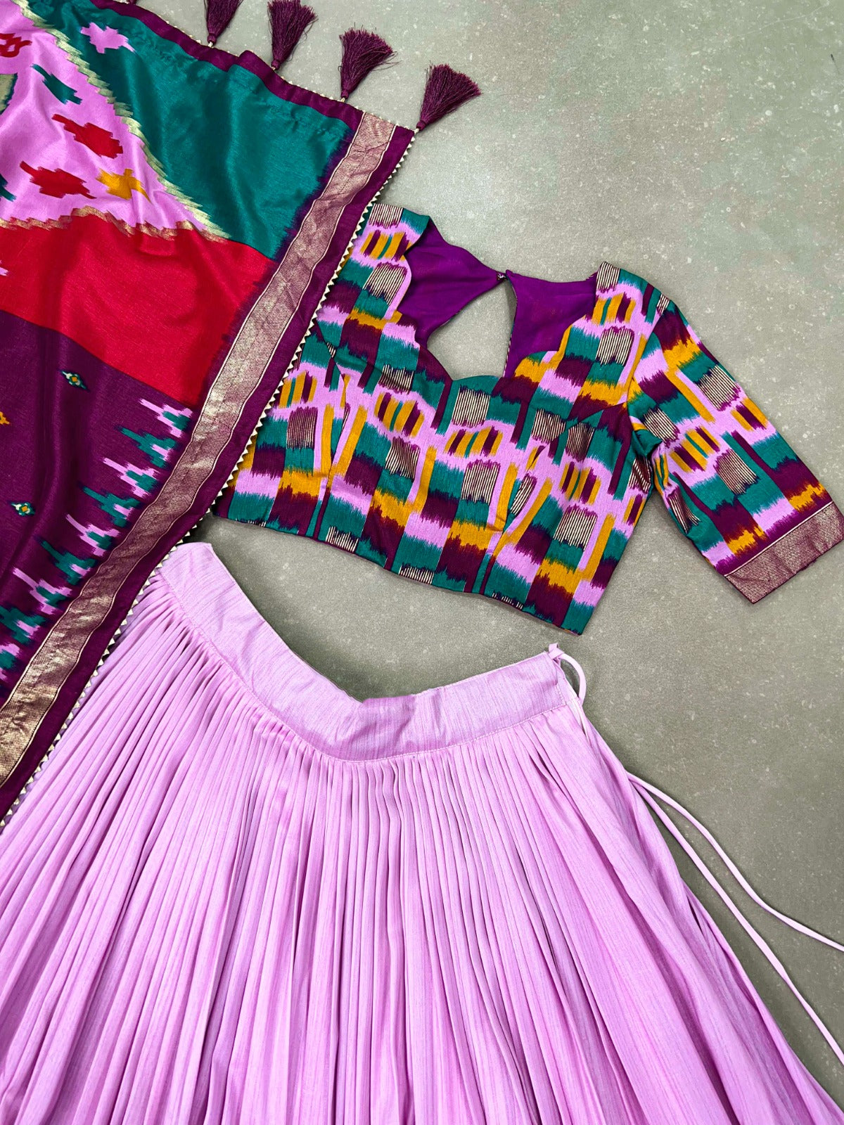 Luxurious Light Pink Printed Tussar Silk Lehenga Choli with Foil Work - Set of 3 ClothsVilla