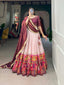 Light Pink Pure Viscose Jacquard Lehenga Choli with Zardosi Work ClothsVilla