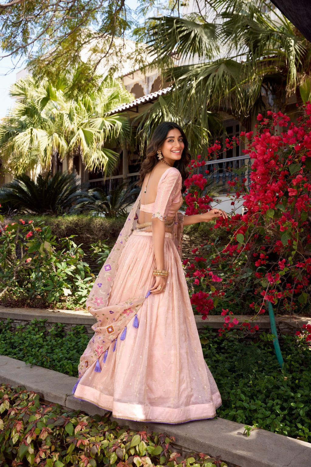 Light Pink Radiant Rose Gold Crush Lehenga Set – Elegance in Every Stitch ClothsVilla