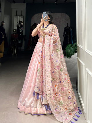 Light Pink Radiant Rose Gold Crush Lehenga Set – Elegance in Every Stitch ClothsVilla