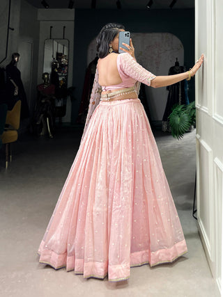Light Pink Radiant Rose Gold Crush Lehenga Set – Elegance in Every Stitch ClothsVilla