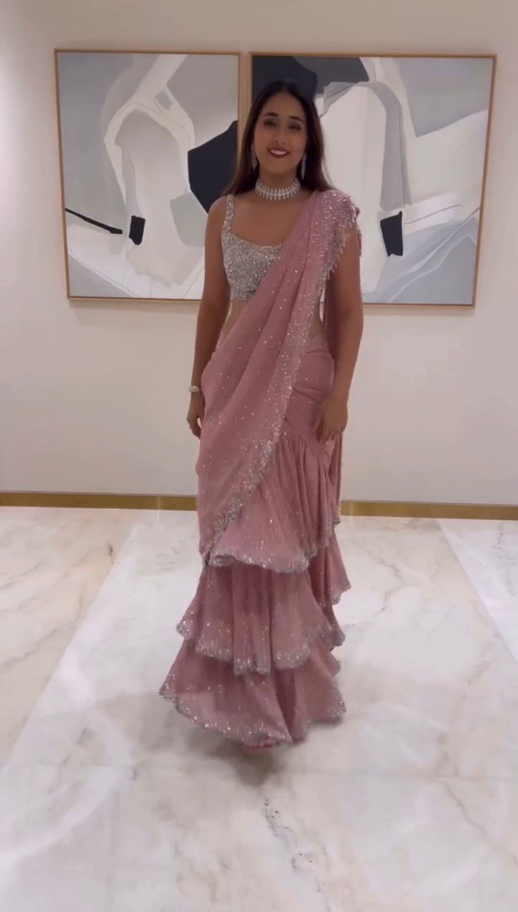 Light Pink Ready-to-Wear Lehenga Saree – Elegant & Stylish