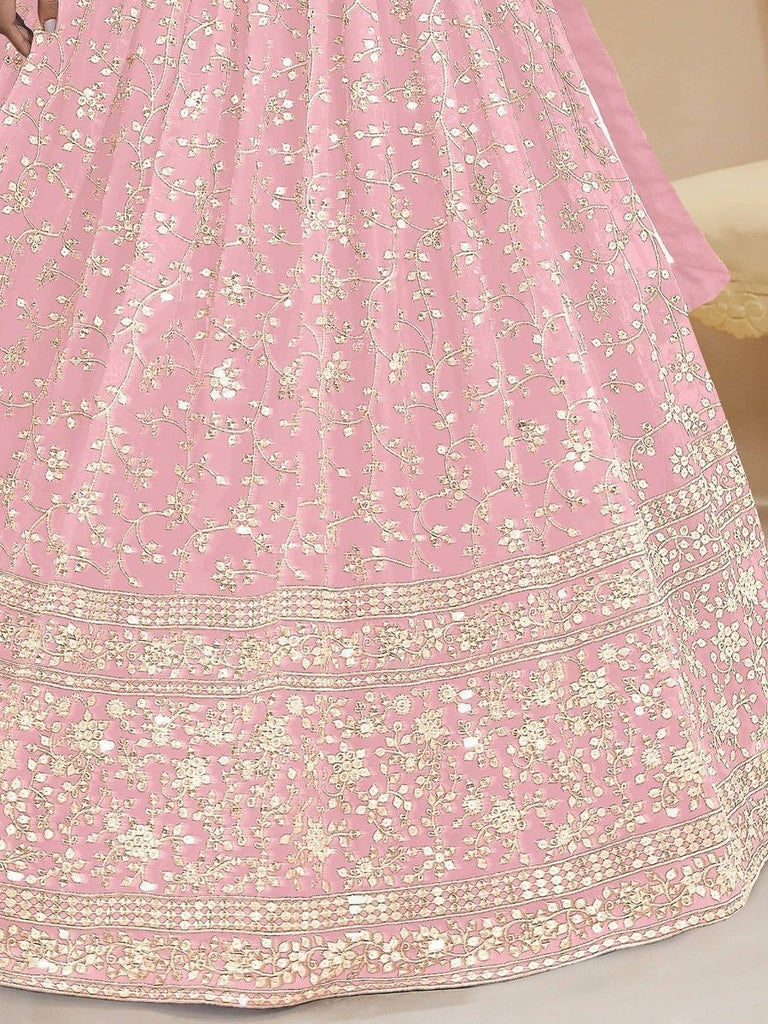 Engagement, Reception, Wedding Pink and Majenta color Georgette fabric  Ready to Wear Lehenga : 1893682