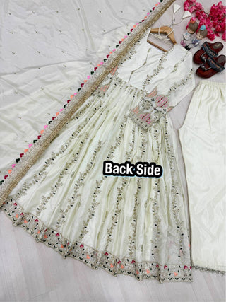 Light Pista Pure Sheesha Silk Gown ClothsVilla