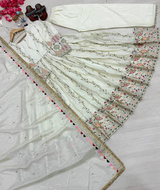 Light Pista Pure Sheesha Silk Gown ClothsVilla