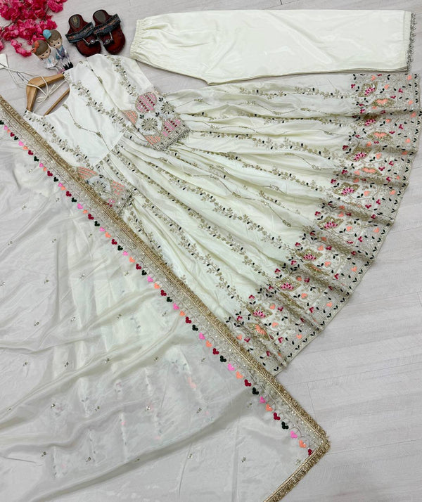 Light Pista Pure Sheesha Silk Gown ClothsVilla