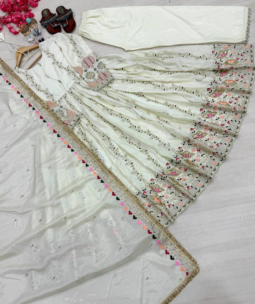 Light Pista Pure Sheesha Silk Gown ClothsVilla
