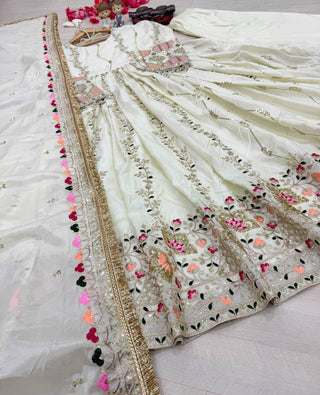 Light Pista Pure Sheesha Silk Gown ClothsVilla