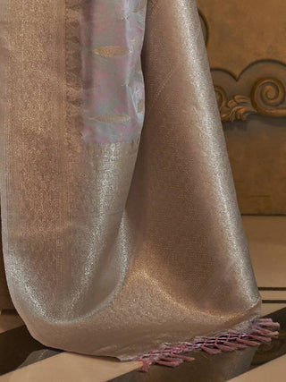 Light Purple Classic Banarasi Silk Blend Saree – Perfect for Weddings & Festive Occasions ClothsVilla