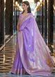 Load image into Gallery viewer, Light Purple Elegant Linen Saree with Floral Printed Weaving Work ClothsVilla