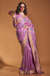 Load image into Gallery viewer, Light Purple Elegant Satin Traditional Saree with Zari &amp; Thread Work ClothsVilla