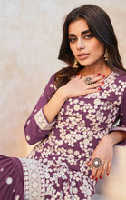 Load image into Gallery viewer, Light Purple Exquisite Faux Georgette Embroidered Salwar Suit ClothsVilla