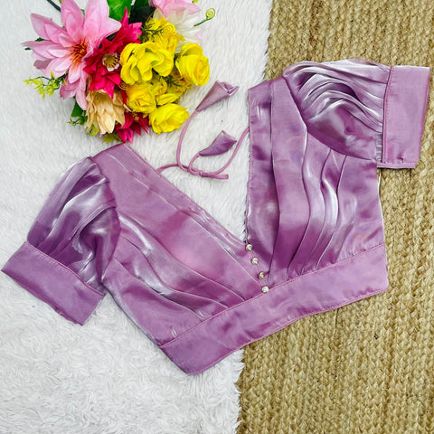 Light Purple Glamorous Ruffled Metallic Jimmy Choo Blouse ClothsVilla Main image