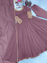 Load image into Gallery viewer, Light Purple Premium Designer Party Wear Anarkali Gown, Dupatta &amp; Bottom Set Clothsvilla