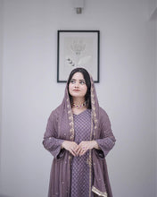 Load image into Gallery viewer, Light Purple Premium Designer Party Wear Faux Georgette Top, Bottom &amp; Dupatta Set Clothsvilla