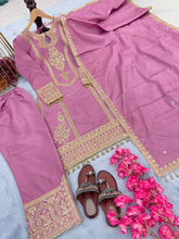 Load image into Gallery viewer, Light Purple Premium Designer Ready-to-Wear Top, Plazzo &amp; Dupatta Set Clothsvilla