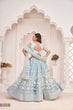 Load image into Gallery viewer, Light Sky Blue Elegant Butterfly Net Lehenga with Intricate Embroidery ClothsVilla