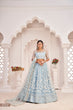 Load image into Gallery viewer, Light Sky Blue Elegant Butterfly Net Lehenga with Intricate Embroidery ClothsVilla