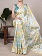 Load image into Gallery viewer, Light Yellow Elegant Floral Printed Satin Silk Saree with Mono Benglory Blouse Piece ClothsVilla