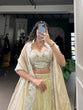 Load image into Gallery viewer, Light Yellow Radiant Gold Crush Lehenga Set – Luxe Elegance with Jarkan Diamond &amp; Sequin Embroidery ClothsVilla