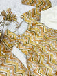 Load image into Gallery viewer, Light yellow Zigzag Print Anarkali Set with Dupatta – Perfect for Festivities &amp; Weddings