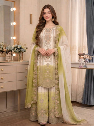 Lime Embroidered Kurta Palazzo Set ClothsVilla