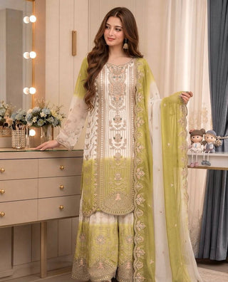 Lime Embroidered Kurta Palazzo Set ClothsVilla