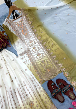 Lime Embroidered Kurta Palazzo Set ClothsVilla