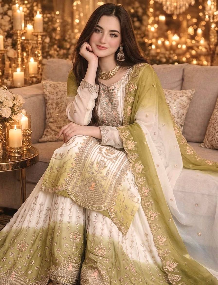 Lime Embroidered Kurta Palazzo Set ClothsVilla