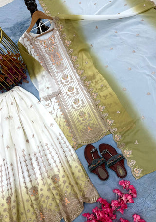 Lime Embroidered Kurta Palazzo Set ClothsVilla
