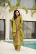 Load image into Gallery viewer, Lime Green Chinnon Silk Embroidered Top Pant Set ClothsVilla
