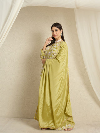 Lime Green Chinon Kurta Palazzo Set ClothsVilla