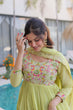 Load image into Gallery viewer, Lime Green Embroidered Gown Set ClothsVilla