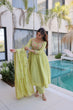 Load image into Gallery viewer, Lime Green Embroidered Gown Set ClothsVilla