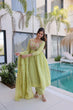 Load image into Gallery viewer, Lime Green Embroidered Gown Set ClothsVilla