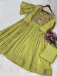 Load image into Gallery viewer, Lime Green Embroidered Gown Set ClothsVilla