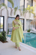 Load image into Gallery viewer, Lime Green Embroidered Gown Set ClothsVilla