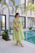 Load image into Gallery viewer, Lime Green Embroidered Gown Set ClothsVilla