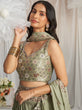 Load image into Gallery viewer, Lime Green Georgette Sequin embroidery Semi-Stitched Lehenga choli &amp; Dupatta ClothsVilla