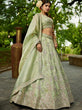 Load image into Gallery viewer, Lime Green Golden Tissue Lehenga Choli Set with Heavy Sequin &amp; Thread Embroidery  Semi-Stitched Full Flare Lehenga with Ethnic Dupatta ClothsVilla