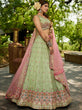 Load image into Gallery viewer, Lime Green Gorgeous Pure Georgette Tissue Lehenga Choli Set with Heavy Sequin &amp; Thread Embroidery Work ClothsVilla