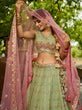 Load image into Gallery viewer, Lime Green Gorgeous Pure Georgette Tissue Lehenga Choli Set with Heavy Sequin &amp; Thread Embroidery Work ClothsVilla