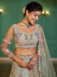Load image into Gallery viewer, Lime Green Multi-Color Sequin Embroidered Net Lehenga Choli Dupatta Set ClothsVilla