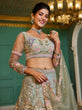 Load image into Gallery viewer, Lime Green Multi-Color Sequin Embroidered Net Lehenga Choli Dupatta Set ClothsVilla