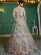Load image into Gallery viewer, Lime Green Multi-Color Sequin Embroidered Net Lehenga Choli Dupatta Set ClothsVilla