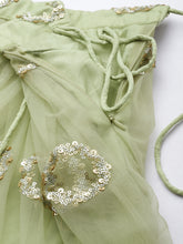 Load image into Gallery viewer, Lime Green Net Embroideried Round Sequins Semi-Stitched Lehenga Clothsvilla