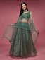 Lime Green Net Sequinse Embroidered Semi-Stitched Lehenga & Blouse with Dupatta Clothsvilla