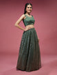 Load image into Gallery viewer, Lime Green Net Sequinse Embroidered Semi-Stitched Lehenga &amp; Blouse with Dupatta Clothsvilla