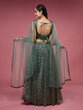 Load image into Gallery viewer, Lime Green Net Sequinse Embroidered Semi-Stitched Lehenga &amp; Blouse with Dupatta Clothsvilla