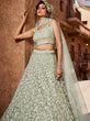 Load image into Gallery viewer, Lime Green Net Sequinse embroidery Semi-Stitched Lehenga choli &amp; Dupatta ClothsVilla
